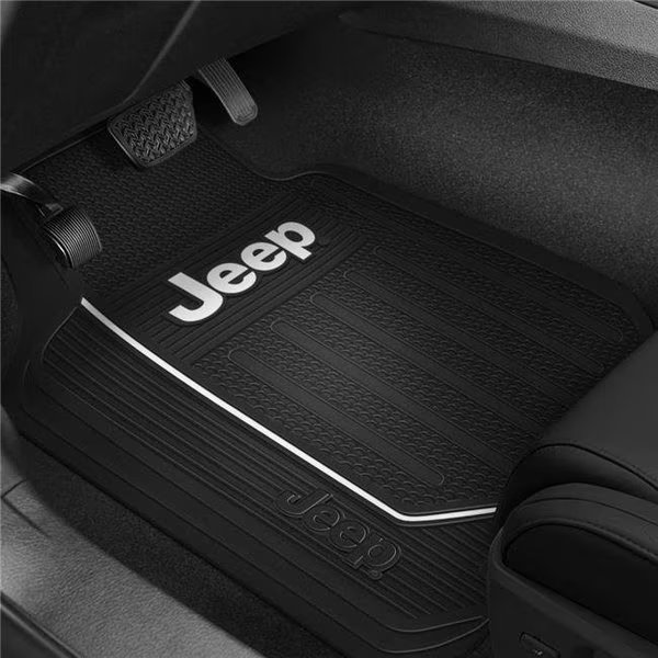 Plasticolor P23-001616R01 1st Row Black Rubber Floor Mats with Jeep; Black, Plasticolor, Mfr#: P23-001616R01